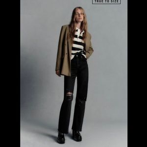 NWT ZARA TRF RIPPED WIDE LEG JEANS